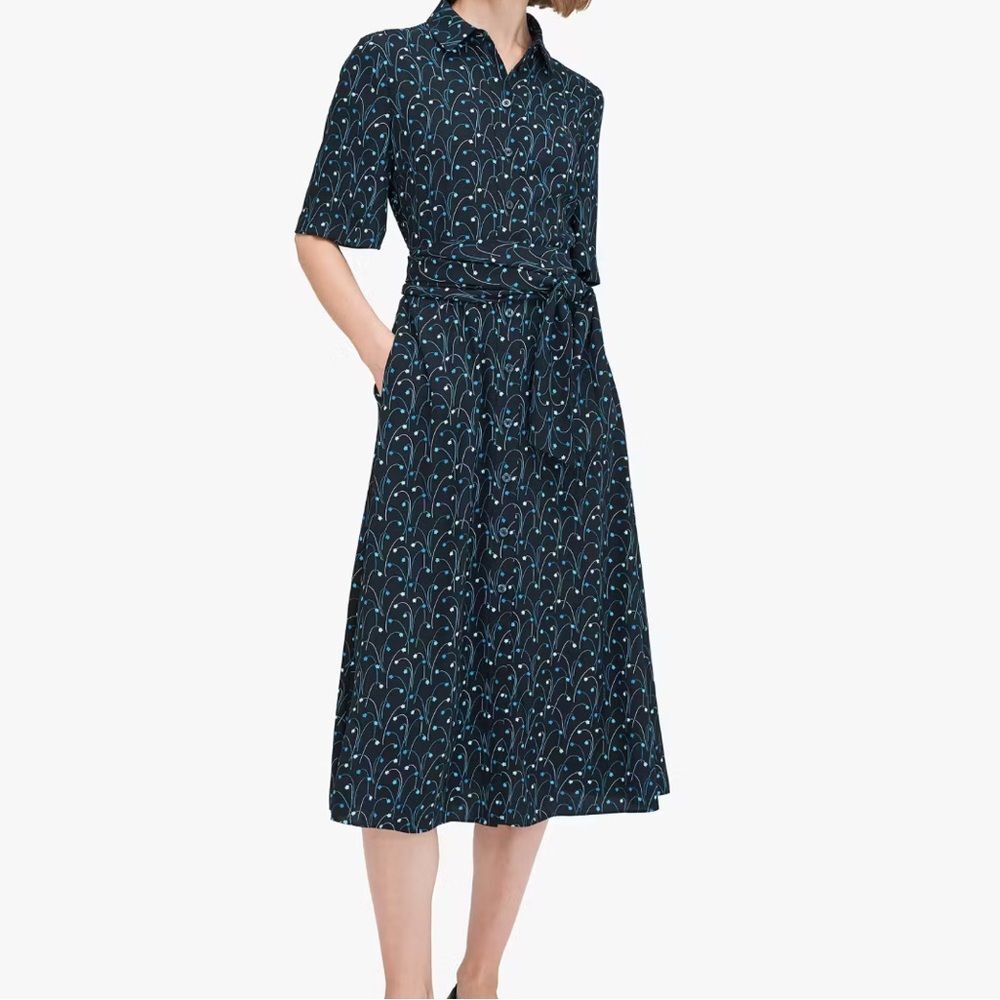 Kate Spade Star Floral Smocked Back Shirtdress with Belt and Pockets Size 14